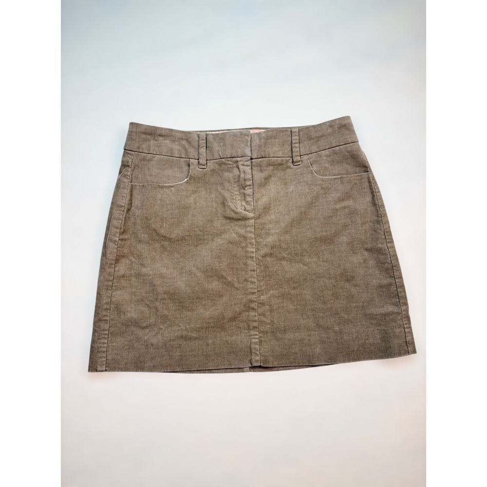 J.Crew Vintage Y2K Corduroy Mini Skirt Taupe Brown Stretch Size 2 RN77388